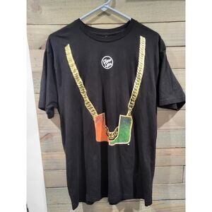 Dyme Lyfe University Of Miami Turnover Chain Design LARGE Black T-Shirt